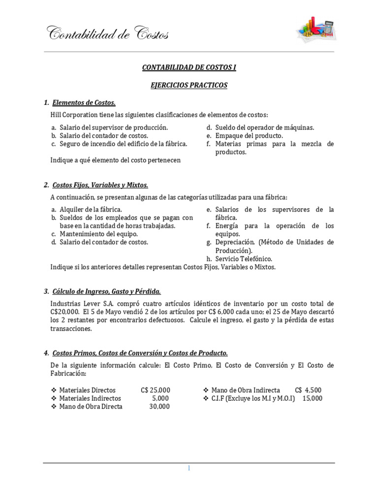 Ejercicios de Contabilidad de Costos | PDF | Contabilidad de costos ...