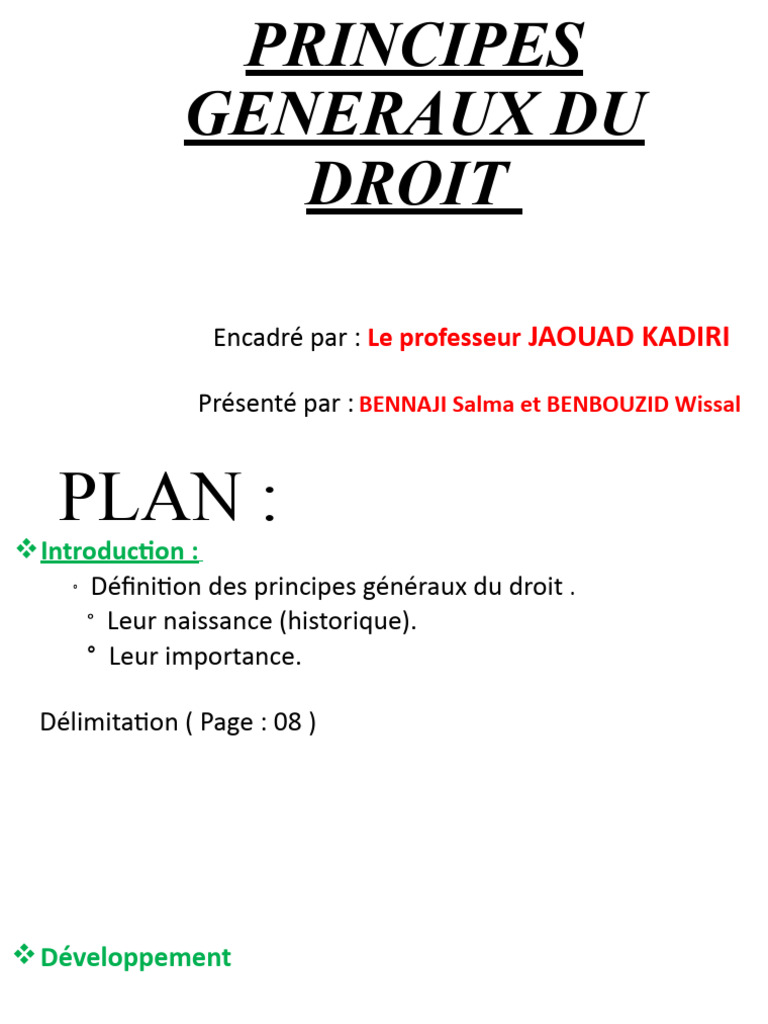 LES PRINCIPES GENERAUX DU DROIT | PDF | Justice | Crime et violence