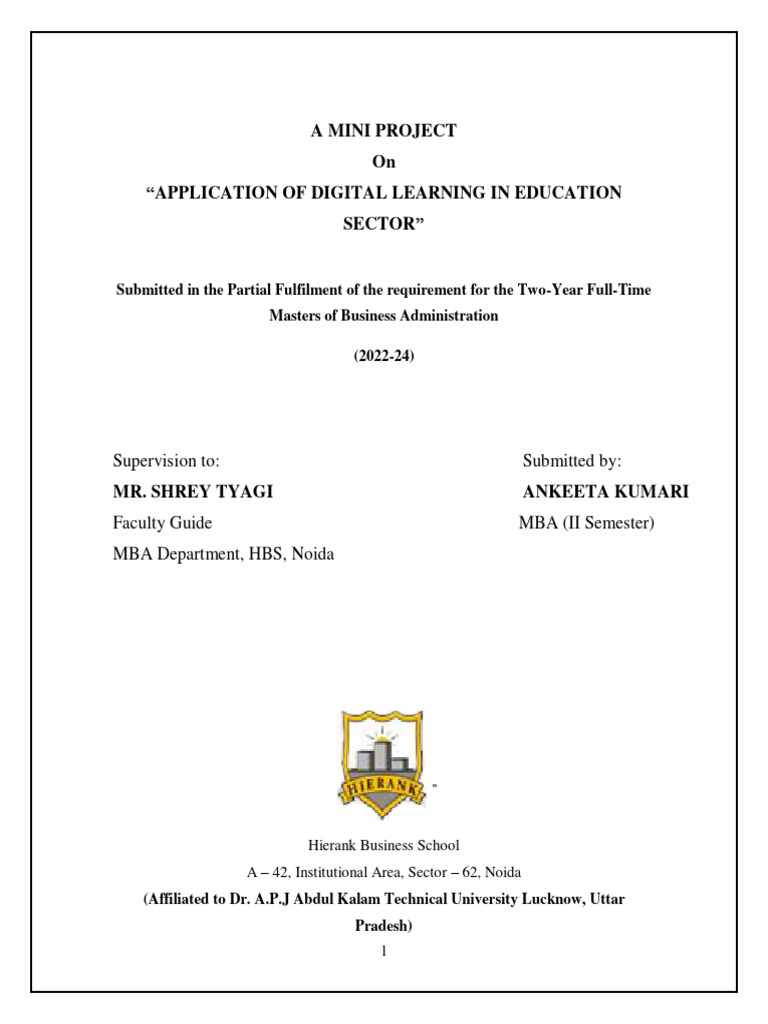 MINI PROJECT II 'Education Sector' by Ankeeta | PDF | Educational ...