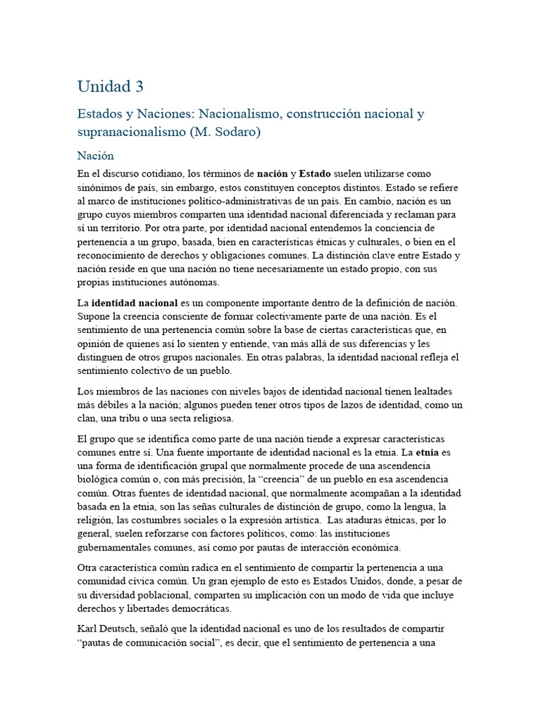 Unidad 3 | PDF | Nación | Estado (política)