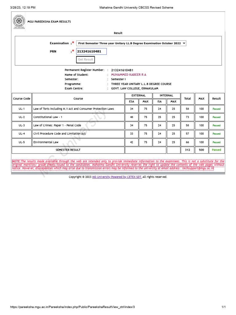 Mahatma Gandhi University CBCSS Revised Scheme123 | PDF | Justice ...