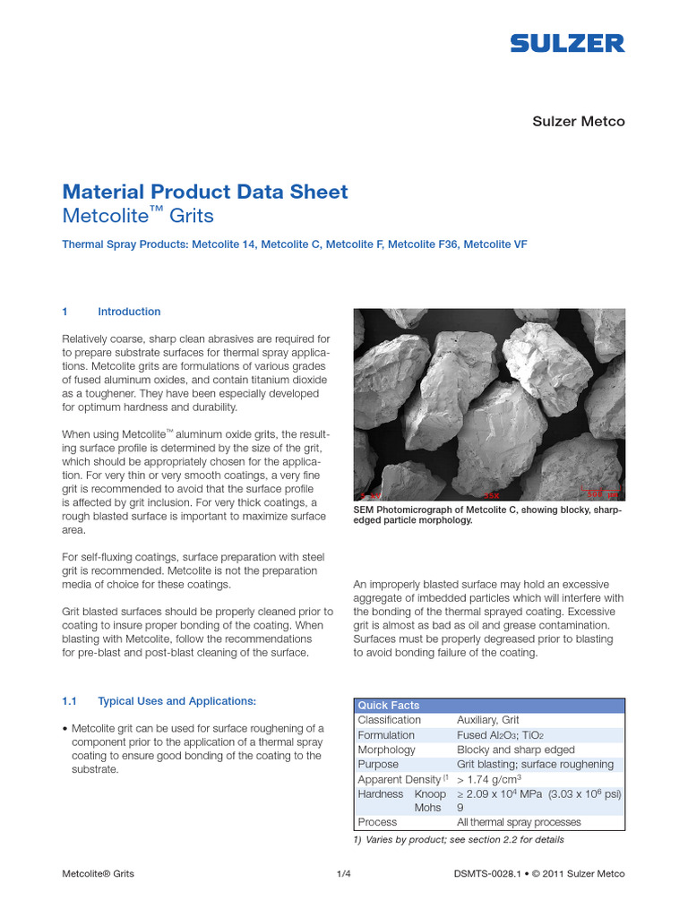 Metcolite | Download Free PDF | Coating | Aluminium Oxide