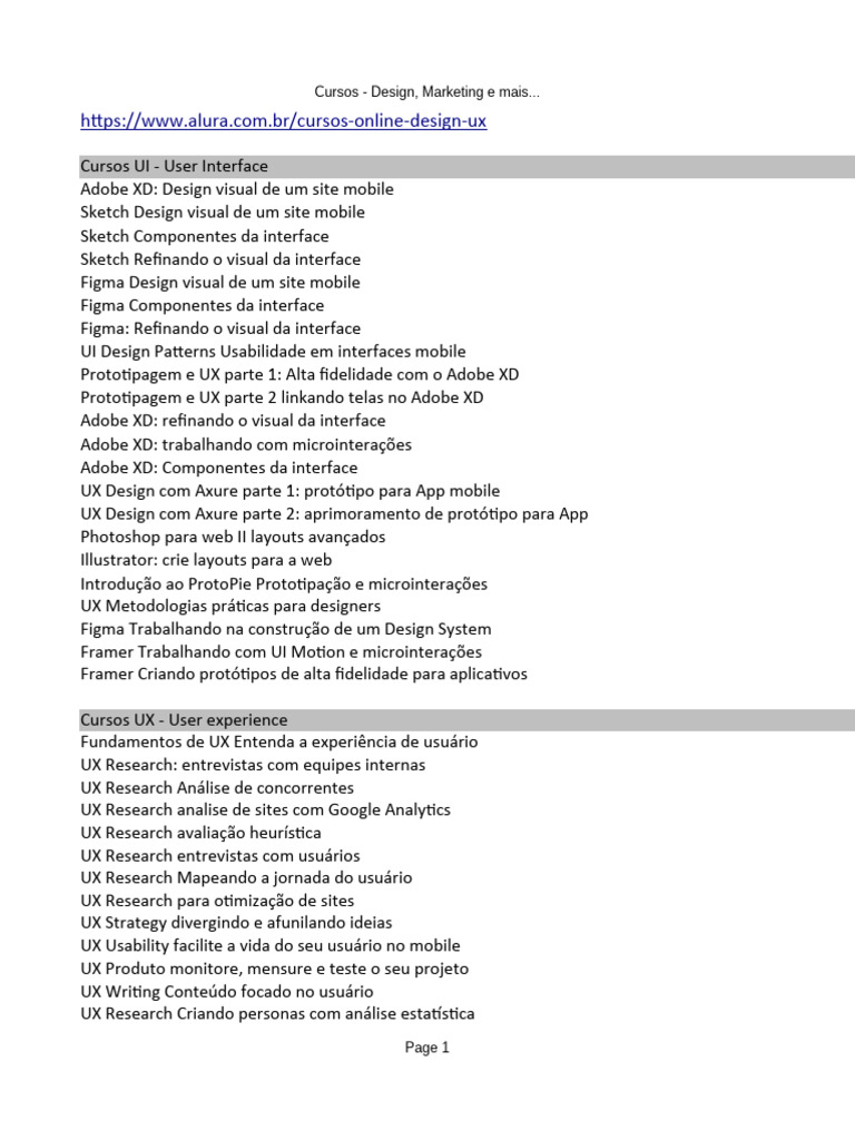 Cursos de Design e UX Online | PDF | Marketing | Marketing digital