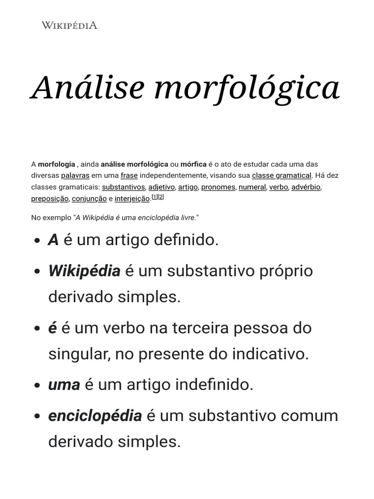 Análise Morfológica - Wikipédia, A Enciclopédia Livre | PDF | Computadores