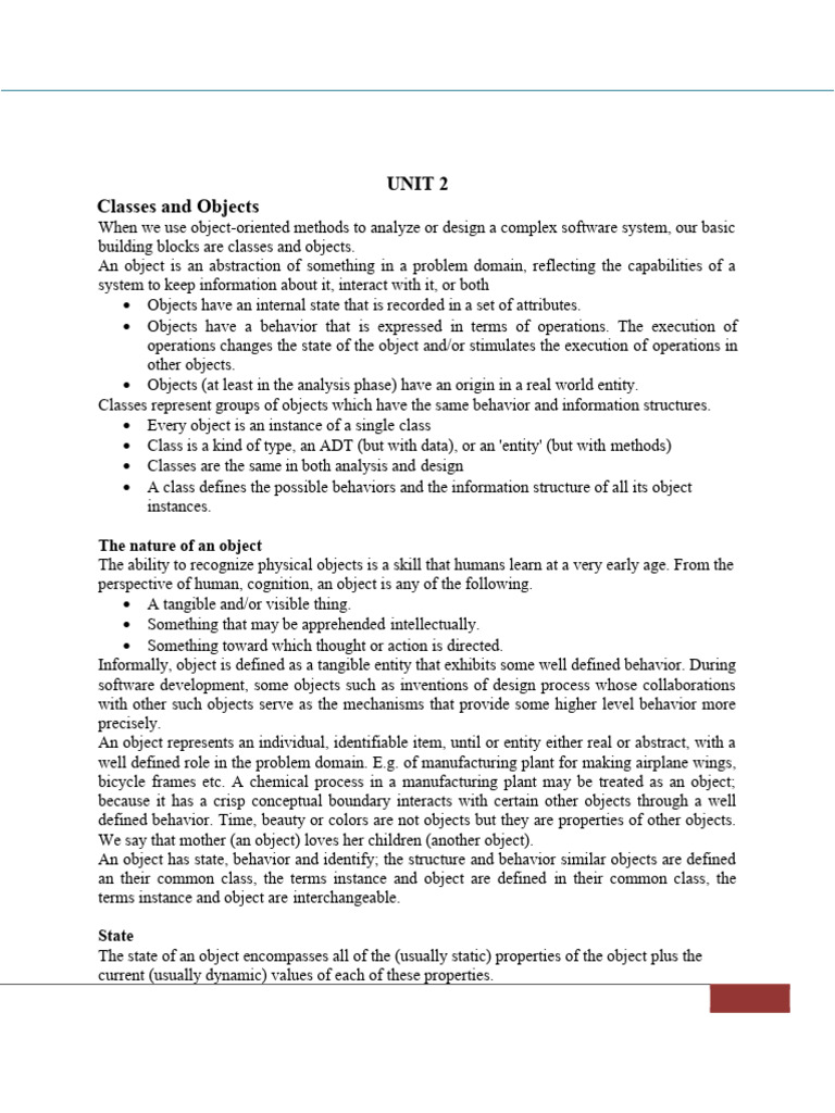 Unit-2 Claass and Objects | PDF | Class (Computer Programming ...