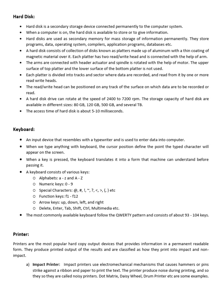 Harddisk Keyboard Printer | PDF | Hard Disk Drive | Printer (Computing)