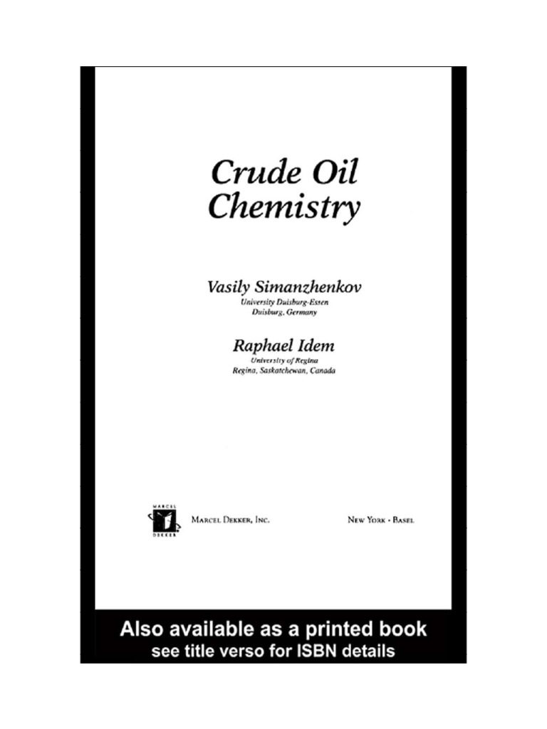 Crude Oil Chemistry Pdf Alkane Petroleum