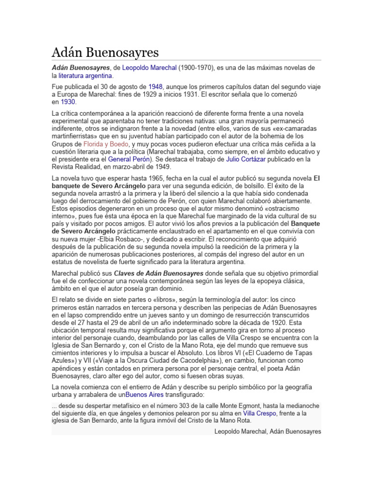Adán Buenosayres resumen PDF