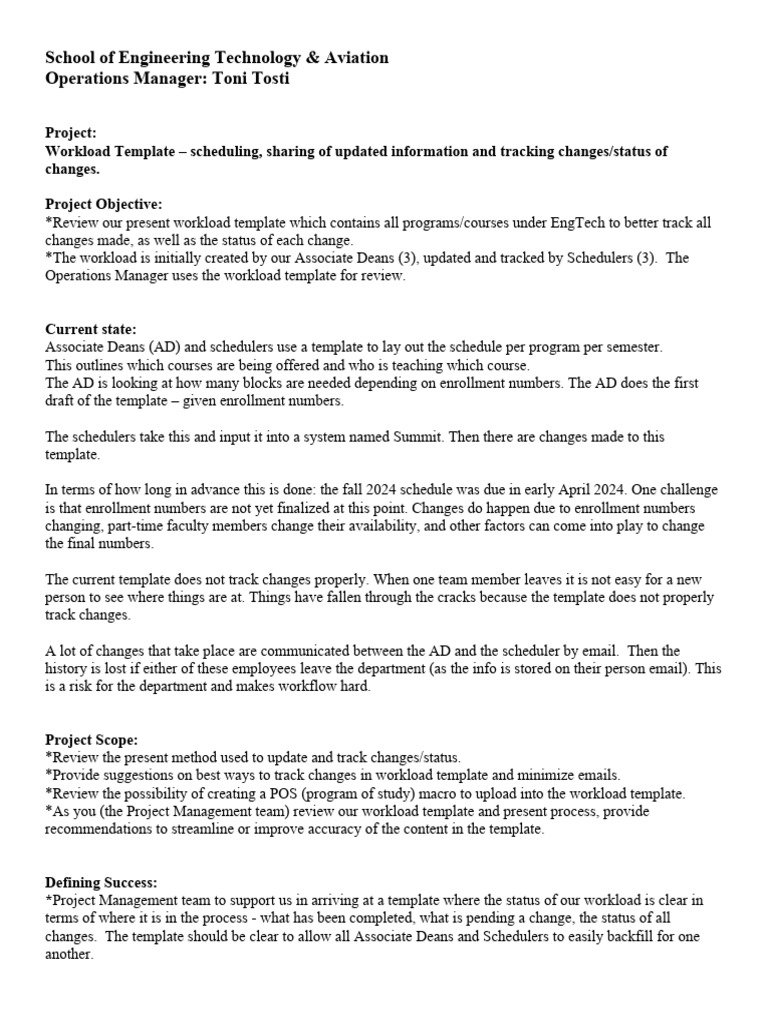 Improving Workload Template Tracking | PDF | Project Management | Business
