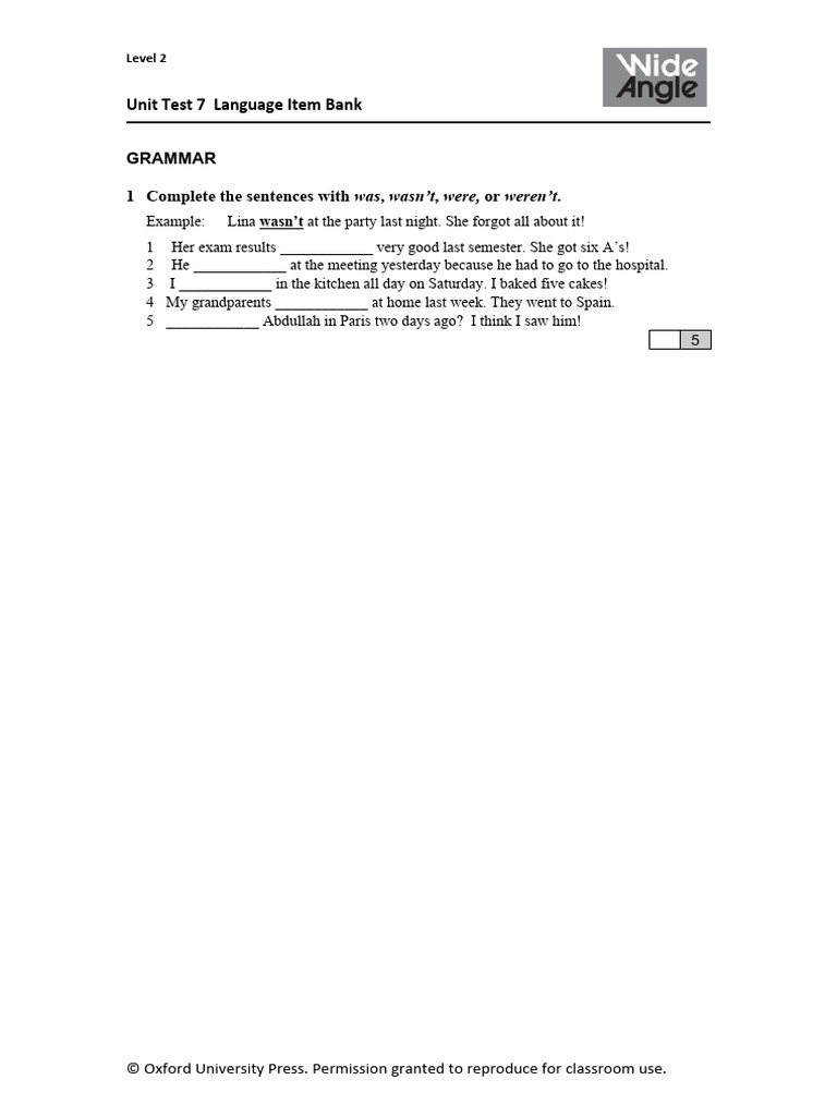 WA 02 Unit Test 07 Item Bank | PDF | Linguistics