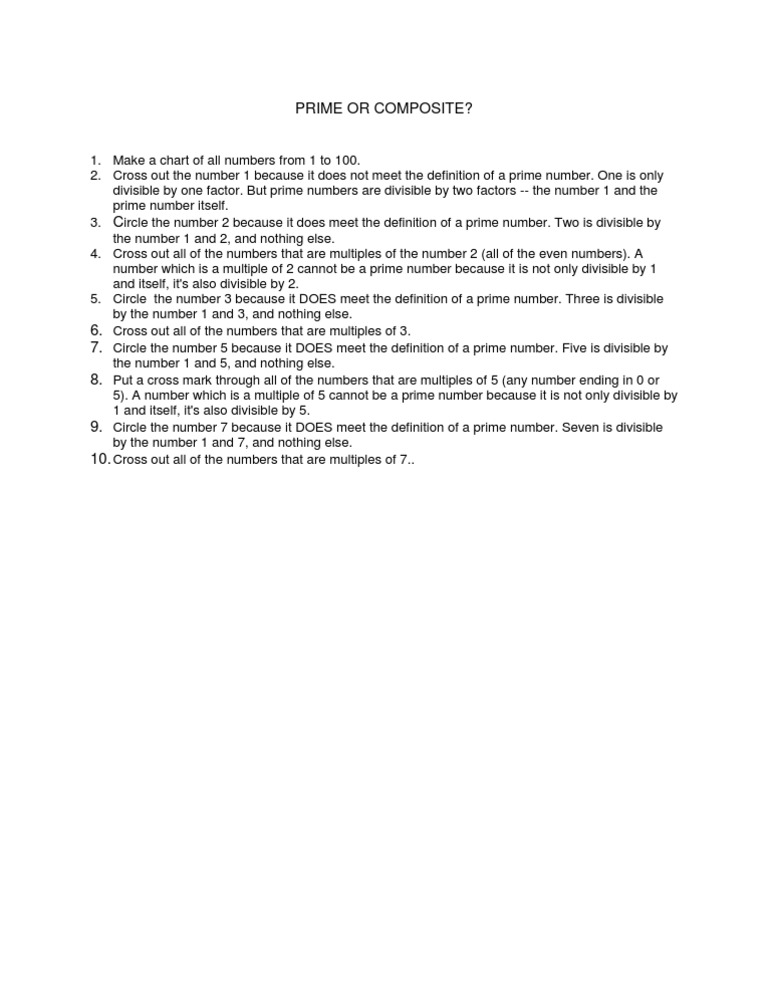 Identifying Prime Numbers 1-100 | PDF | Teaching Methods & Materials