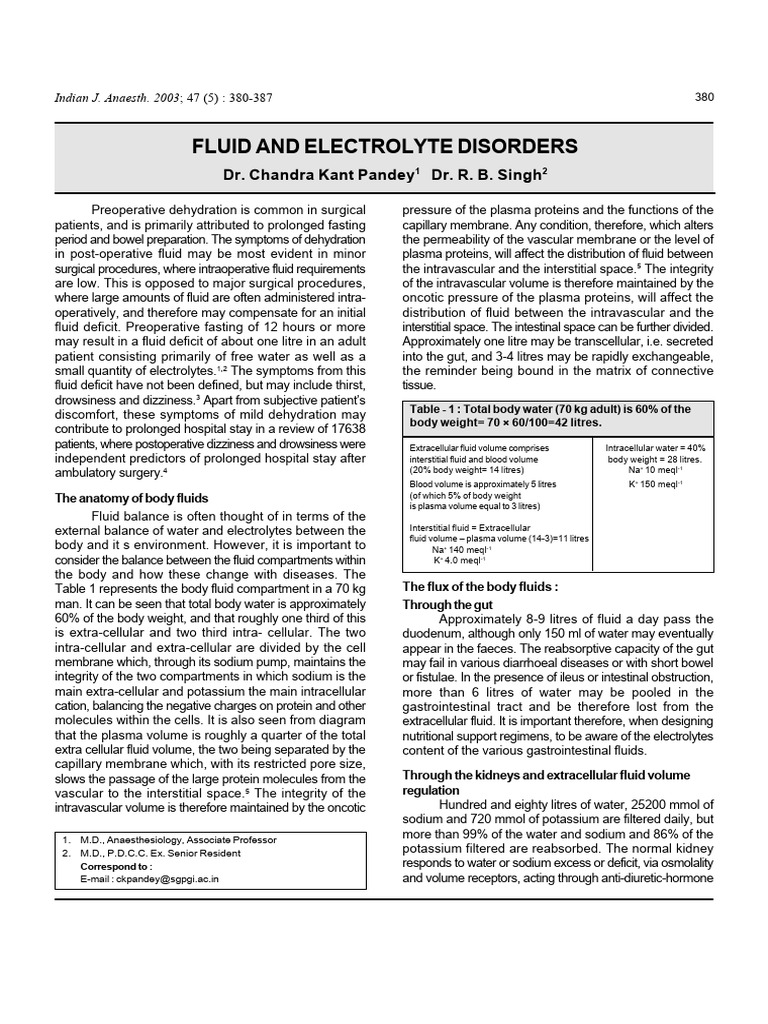 Fluid and Electrolyte Disorders | PDF | Angiotensin | Kidney
