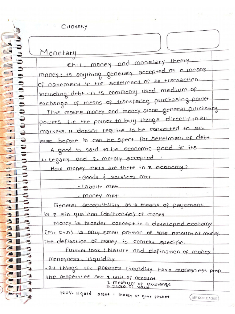 Monetary Class Notes 2 Pdf