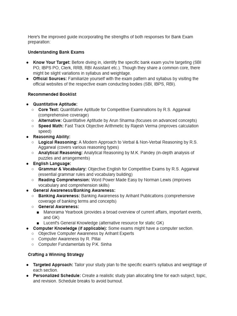 Bank Exam Preparation Guide and Tips | PDF | Reading Comprehension | Reason