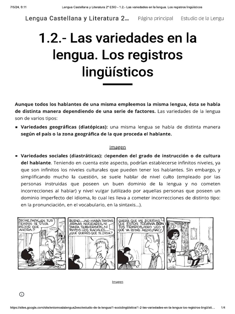 Variedades de La Lengua | PDF
