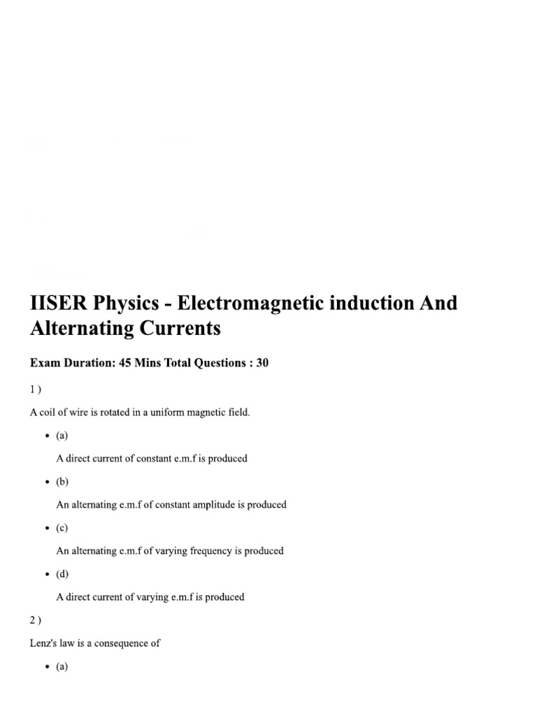 Electromagnetic Induction And Alternating Currents Pdf