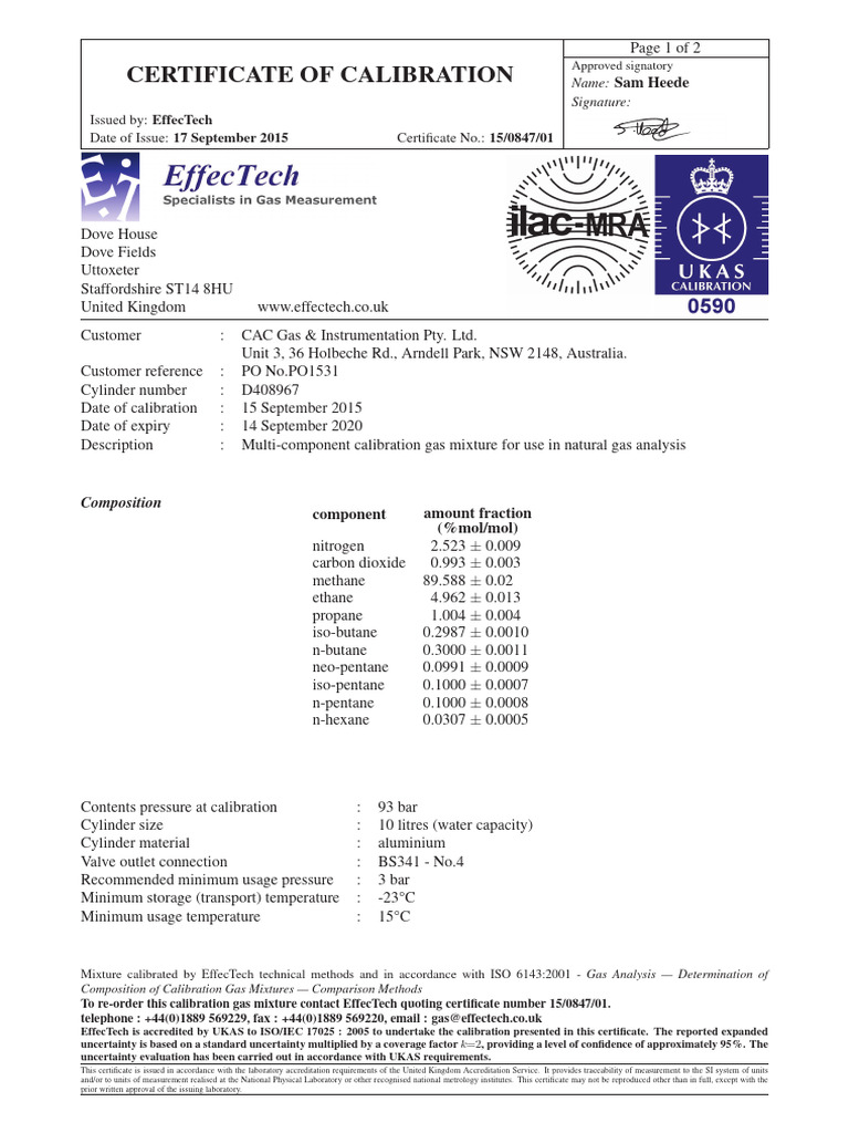 effectech certificate of calibration Download Free PDF Phase