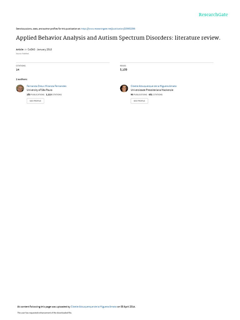 Artigo Applied Behavior Analysis And Autism Spectrum Pdf Autism