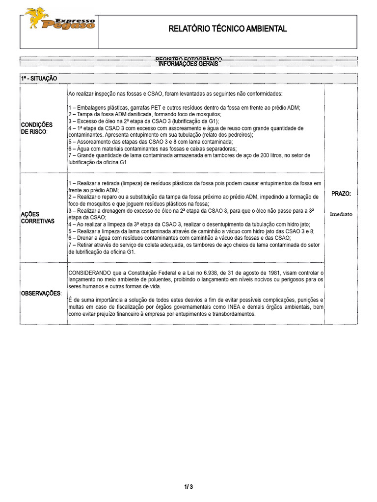 Relatório de Riscos Ambientais e Ações | PDF | Desperdício | Embalagem ...