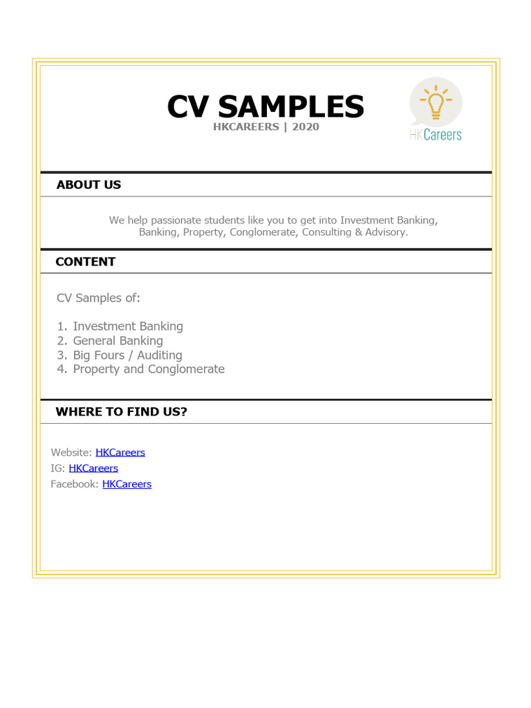 HKCareers - CV Templates - 2020 | PDF | Accounting | Business