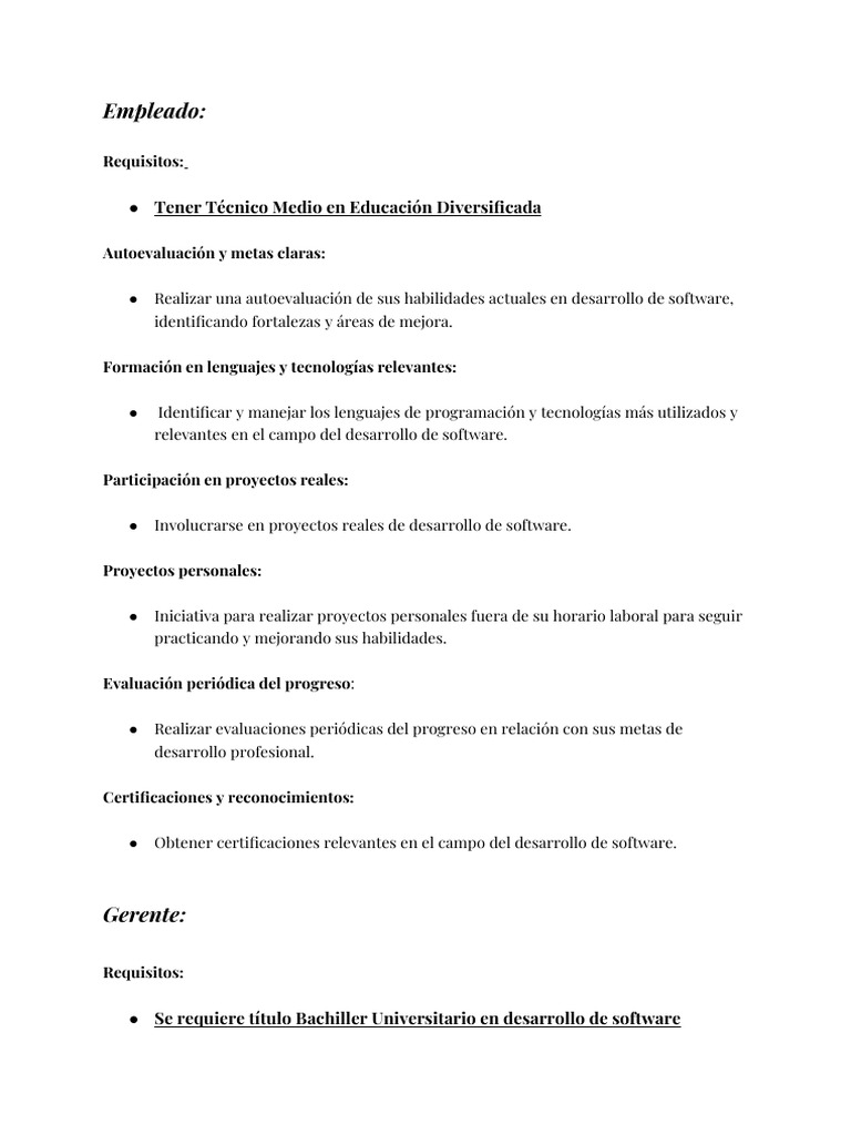 Plan de desarrollo profesional para los empleados | PDF | Ingeniería de