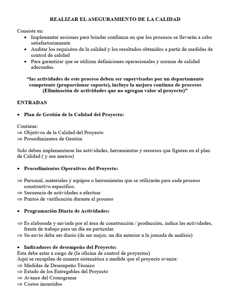 Realizar El Aseguramiento de La Calidad | PDF | Gestión de la calidad