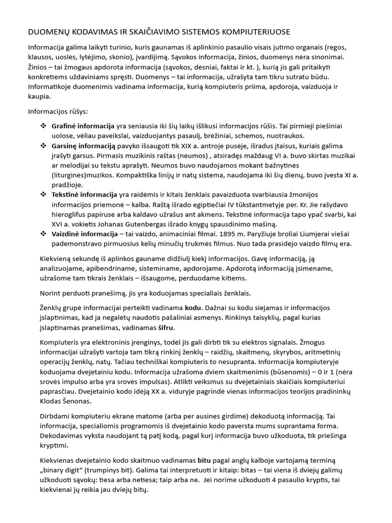 Duomenu Kodavimas Pdf