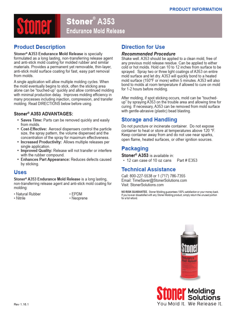 922 A353 Endurance Mold Release PDS | PDF | Building Engineering ...