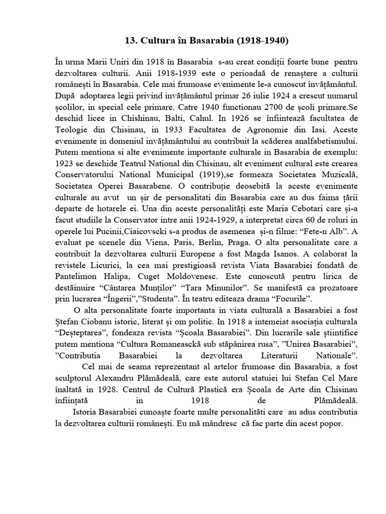 Cultura În Basarabia | PDF