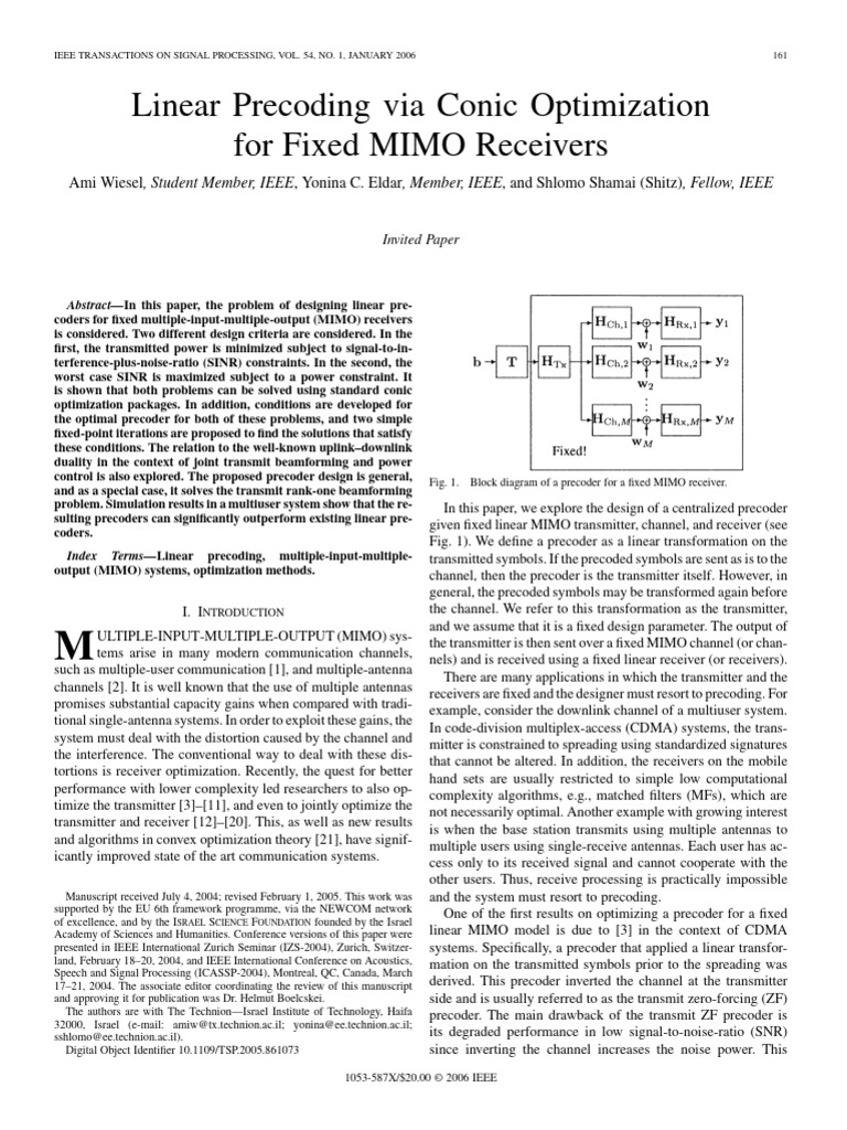Linear Precoding for Fixed MIMO Systems | PDF | Mathematical ...