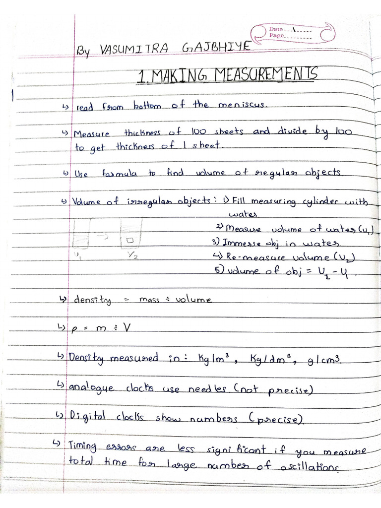 Physics Notes by Vasumitra Gajbhiye For Chapter 1 To 7 | PDF