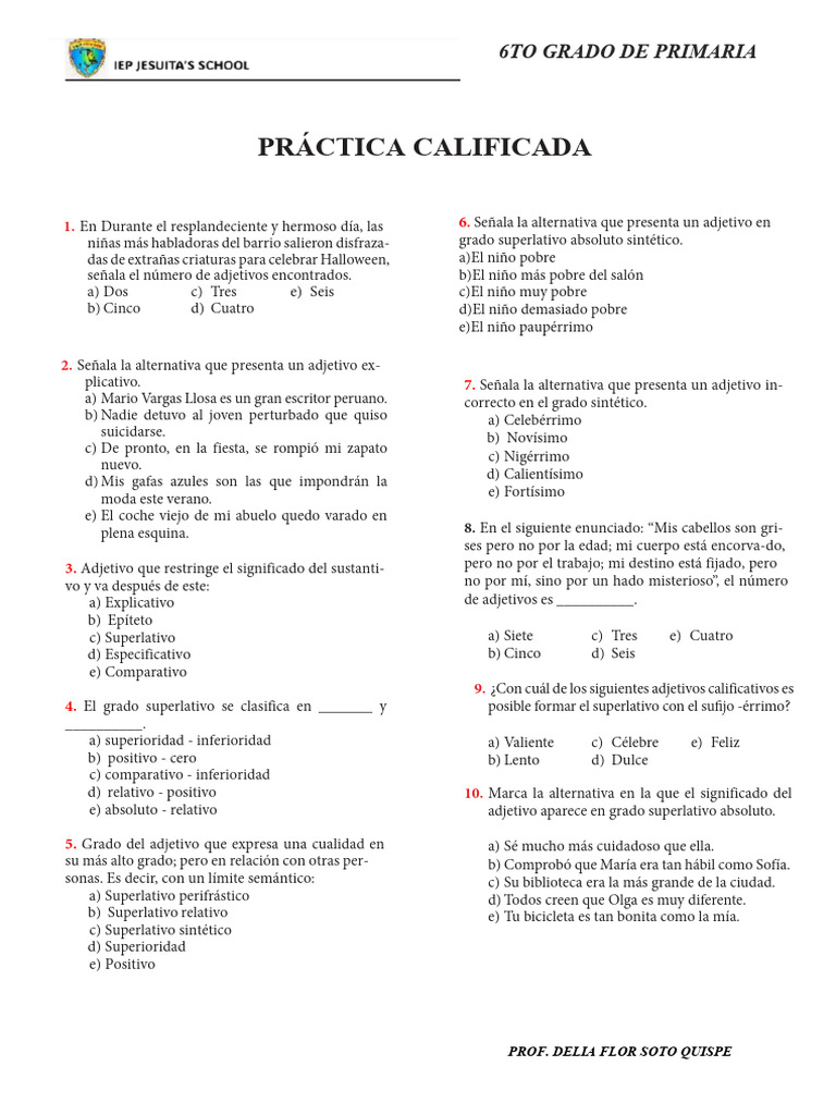 6to de Primaria - Practica | PDF