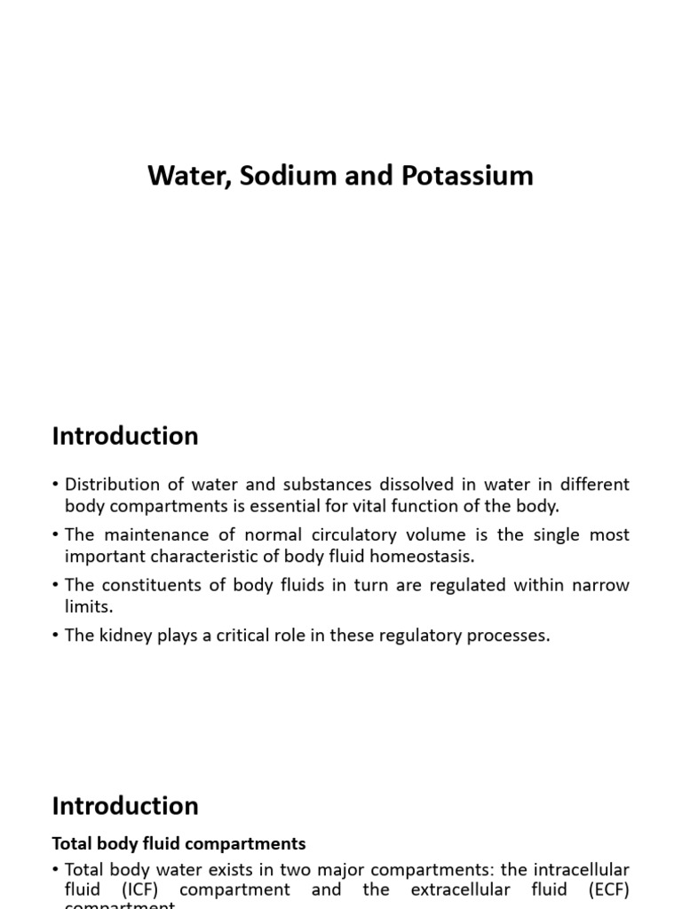 Water, Sodium and Potassium | PDF | Homeostasis | Medical Specialties