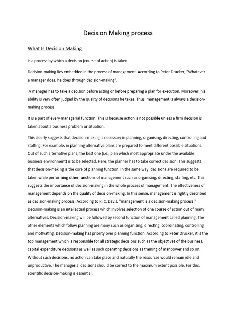 Decision Making Process | PDF | Decision Making | Rationality