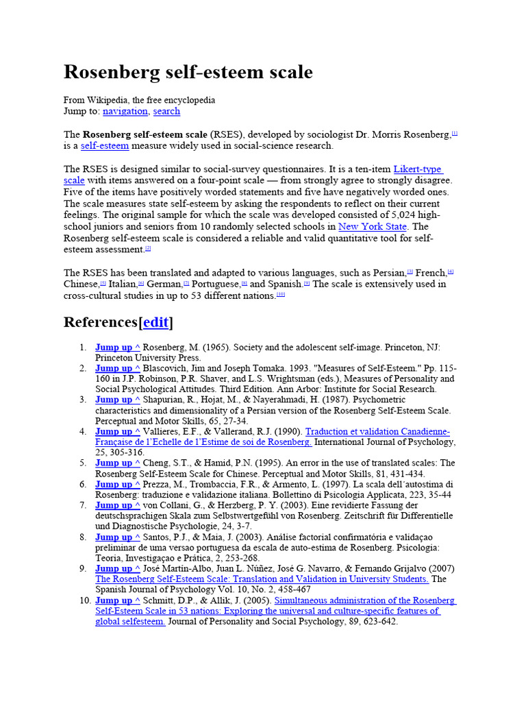 Rosenberg Self | PDF | Wikipedia | Self Esteem