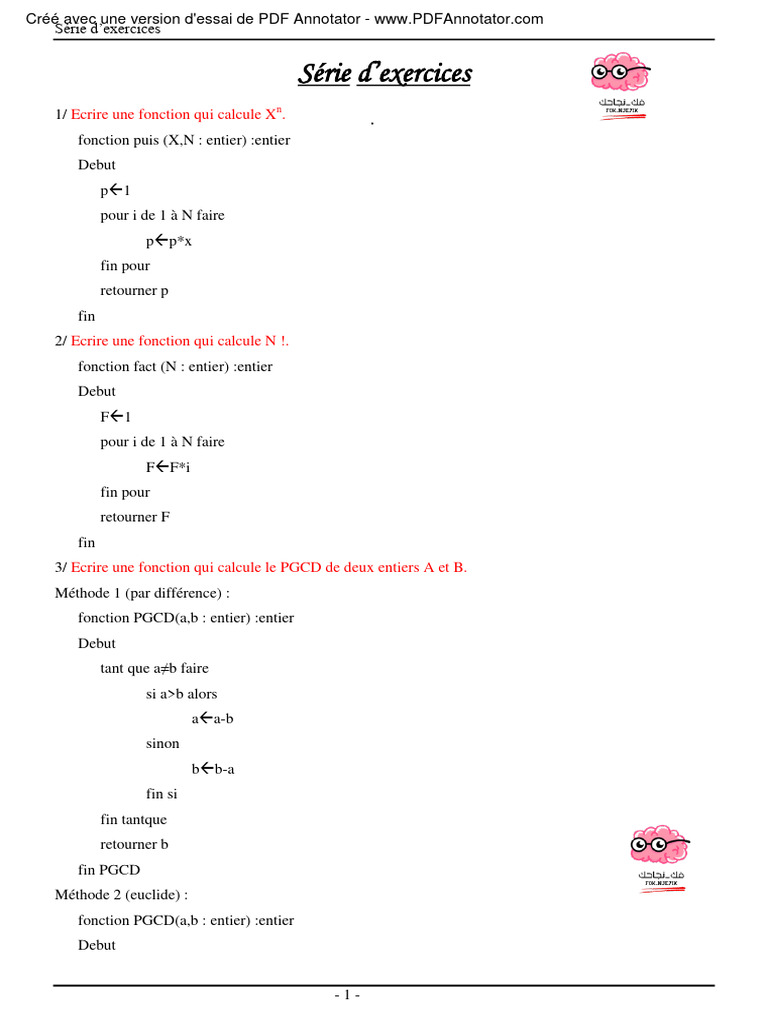Exercices de Programmation en Algorithmes | PDF | Booléen | Mathématiques