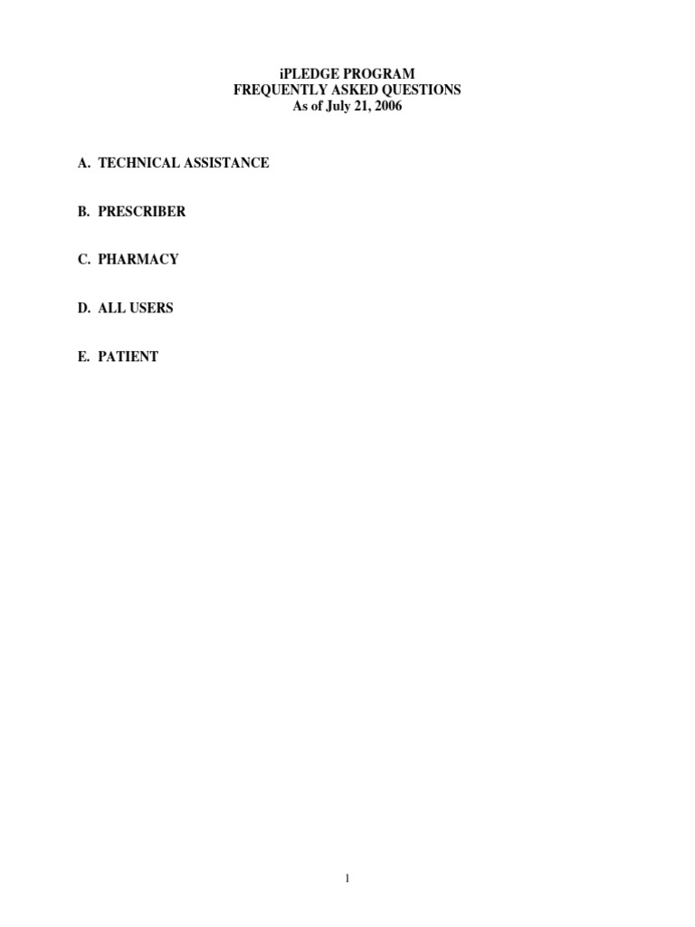 iPLEDGE Program Login FAQs | PDF | Birth Control | Medical Prescription