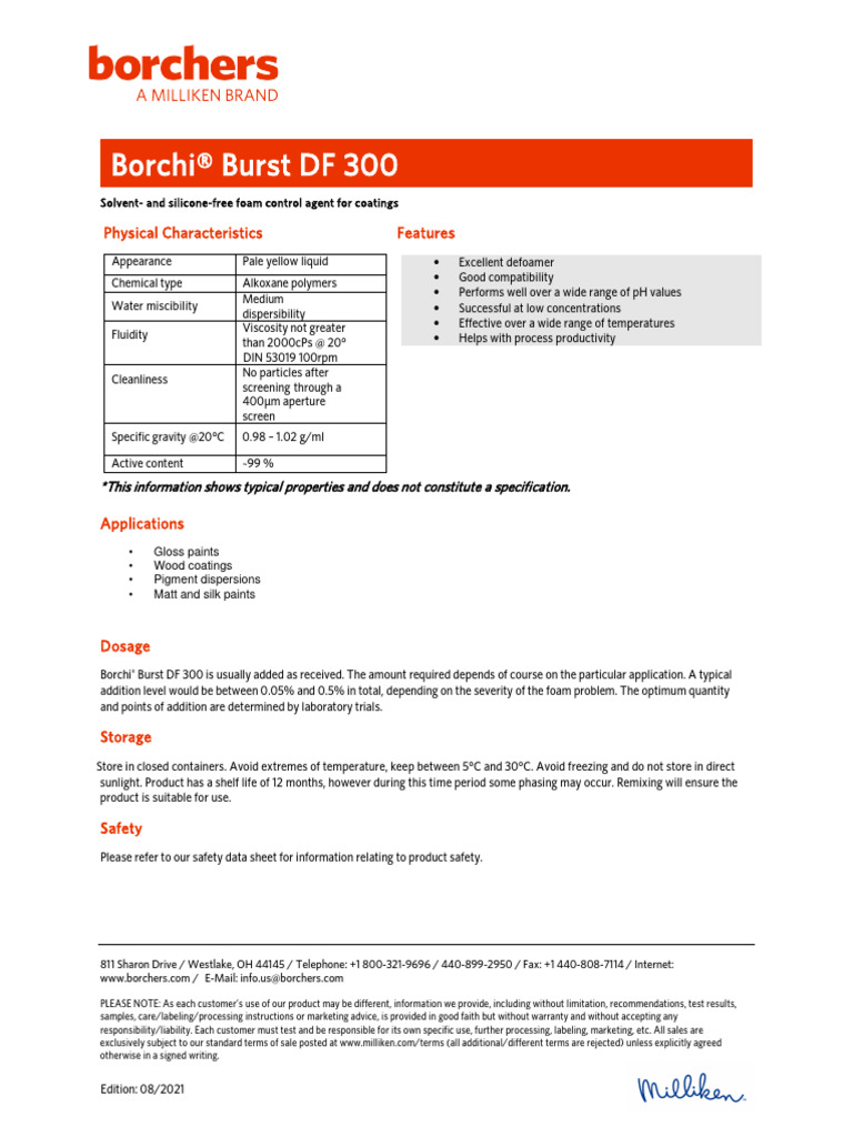 Borchi Burst DF 300 TDS | PDF | Paint | Viscosity
