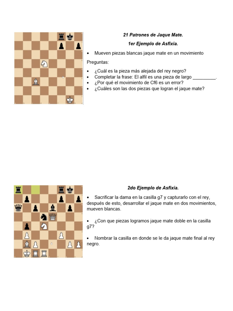 Patrones de Jaque Mate en Ajedrez | PDF
