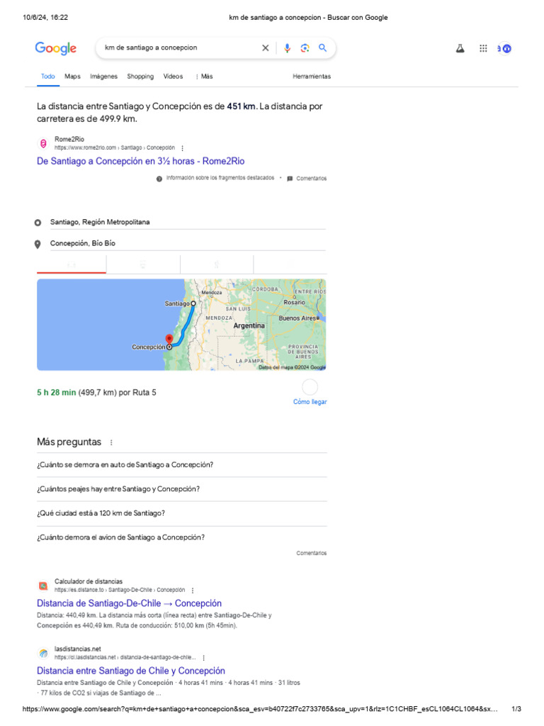 Distancia Santiago - Concepción: 451 km | PDF