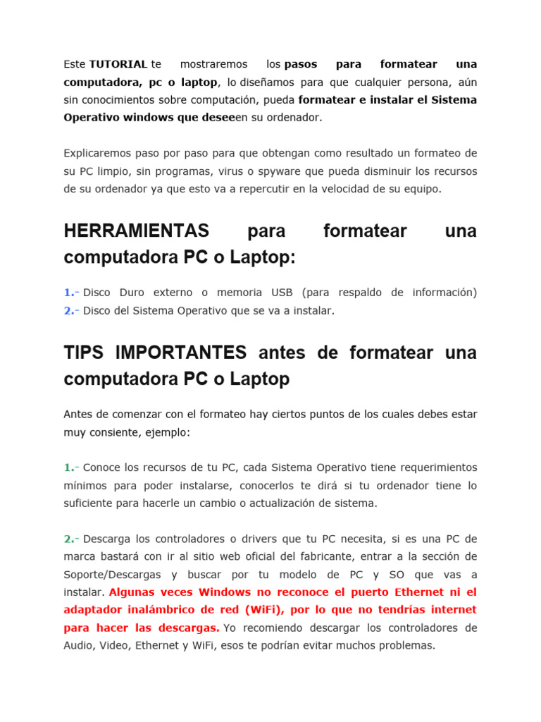 Formateo de Equipos de Cómputo | PDF | Arranque | Archivo de computadora