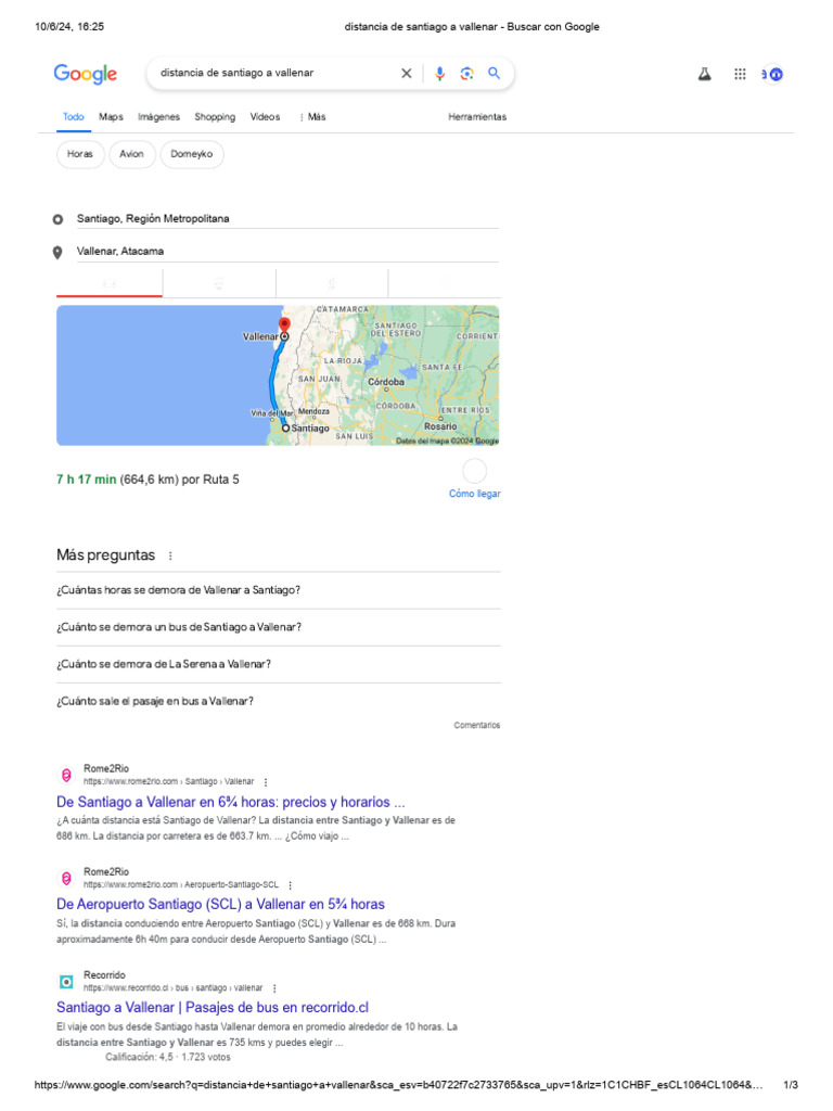 Distancia de Santiago A Vallenar - Buscar Con Google | PDF | Santiago