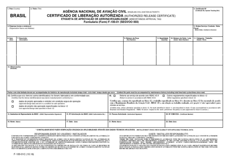 F 100 01C - Template | PDF | Aviação