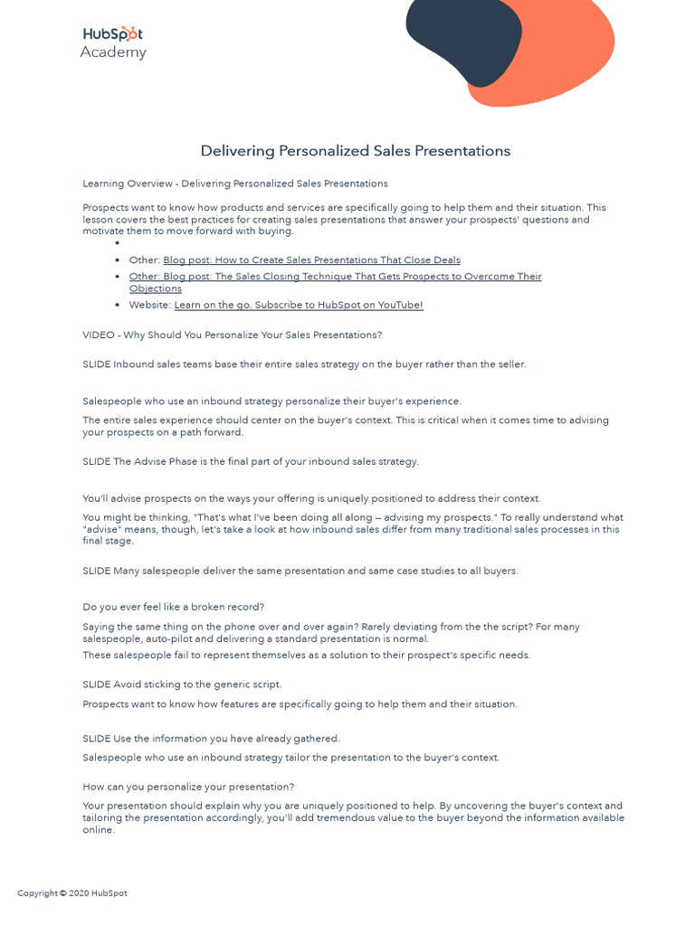 Personalized Sales Presentations Guide | PDF | Sales | Procurement