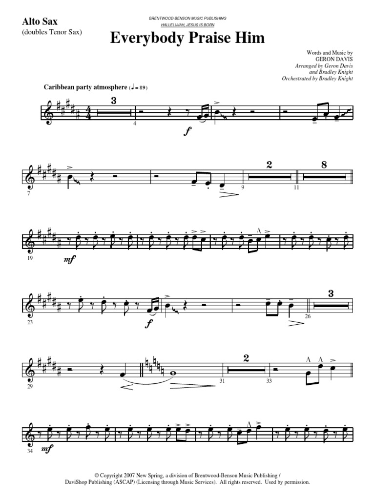 Everybody Praise Him - Alto Sax | PDF
