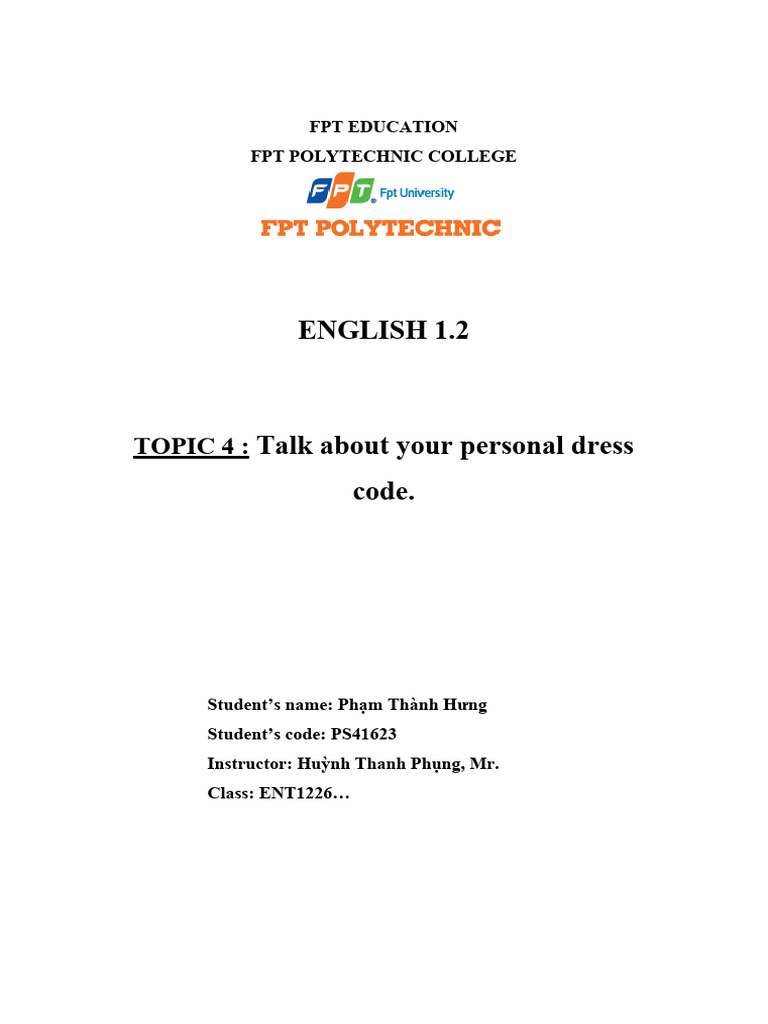 Phạm Thành Hưng: Personal Dress Code | PDF | Clothing | Fashion