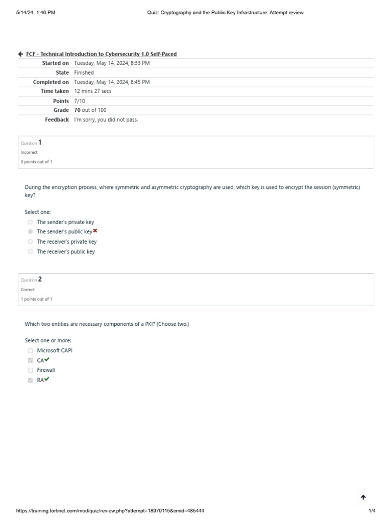 Public Key Cryptography Quiz Results | PDF | Public Key Cryptography ...