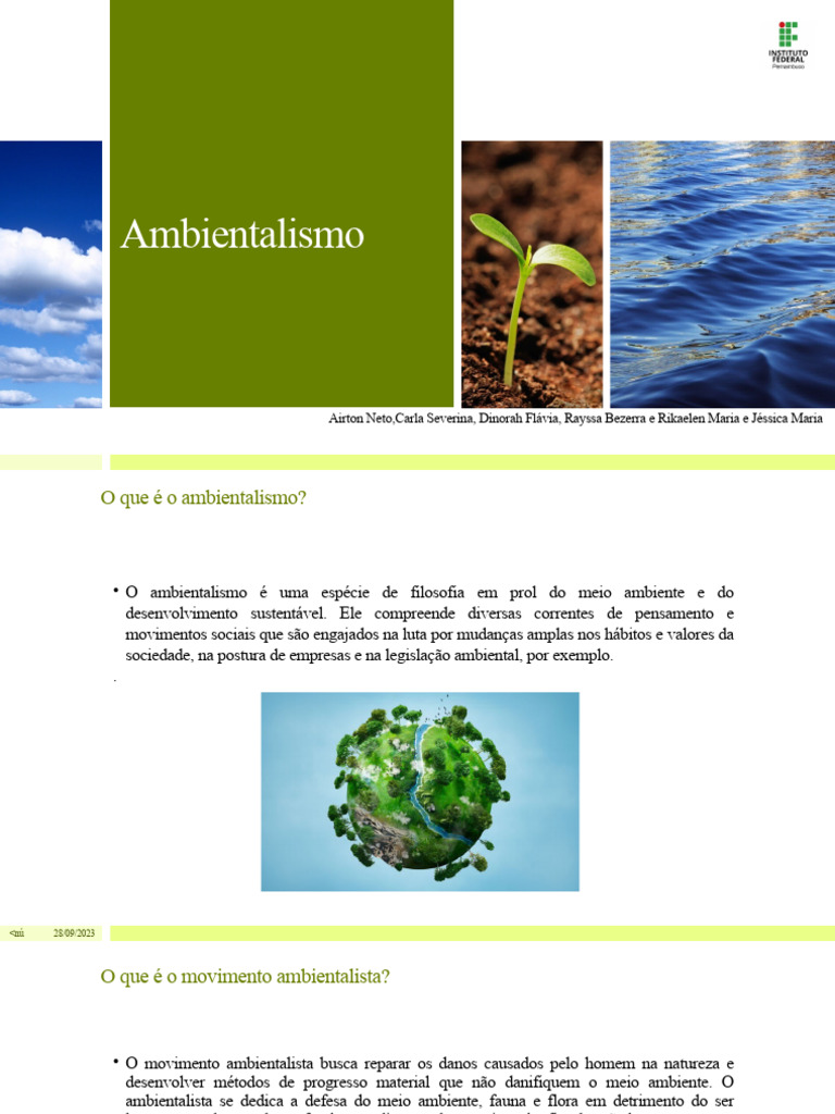 Entendendo o Ambientalismo e suas Causas | PDF | Movimento ...