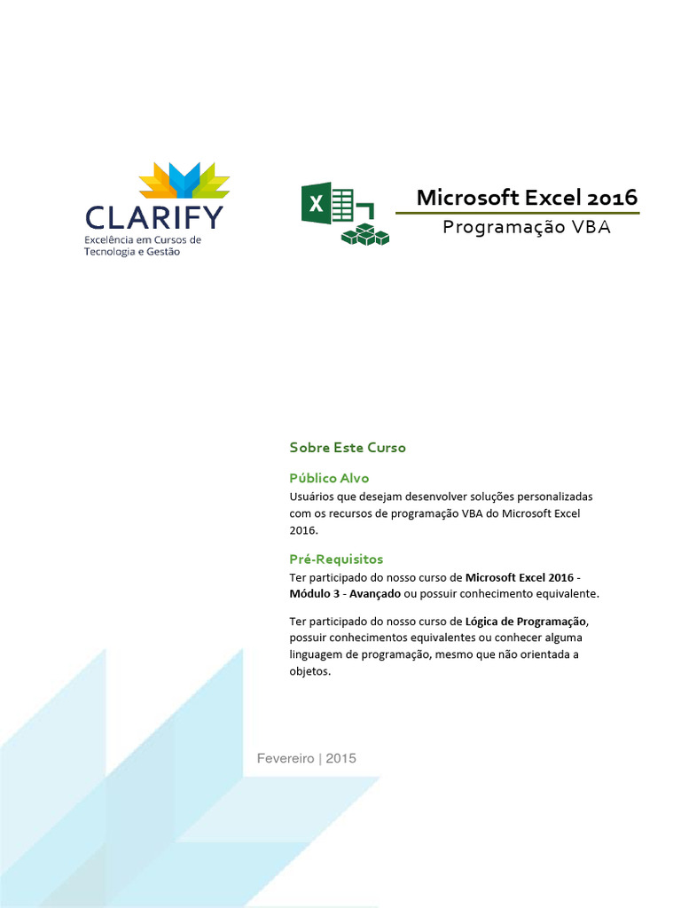 Microsoft Excel Programação VBA | PDF | Visual Basic for Applications ...