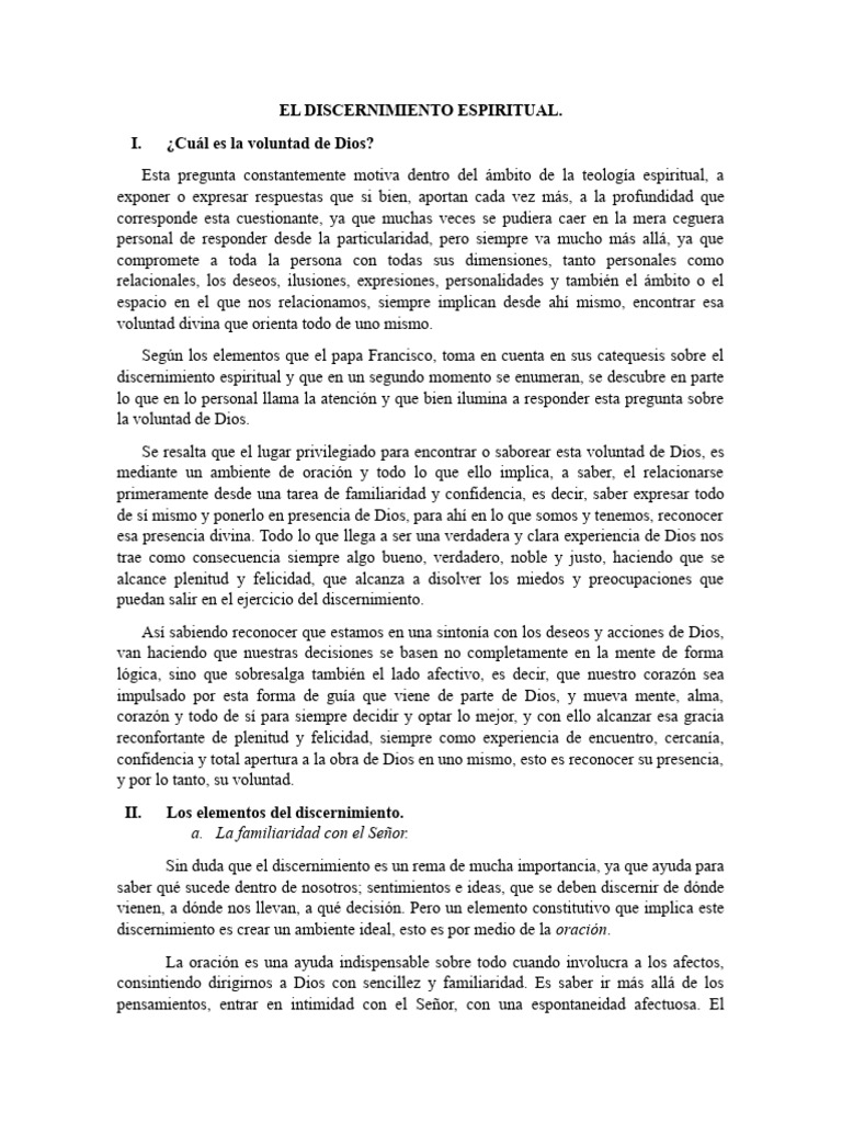 Discernimiento Espiritual: Claves y Elementos | PDF | Oración | Dios